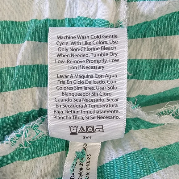 Joyspun Women's Green White Cabana Striped Sleep Shirt Swim Cover Up Pockets 3X - Picture 10 of 12